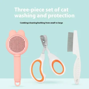 3-Piece Cat Grooming Set — Nail Clippers, Comb & Brush