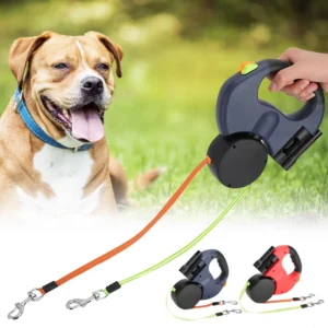 Double-Headed Retractable Dog Leash with LED Light