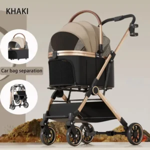 Foldable Pet Stroller — 3-in-1 with Detachable Bag