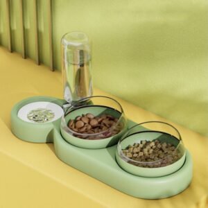 Raised Double Pet Bowl with Gravity Water Dispenser