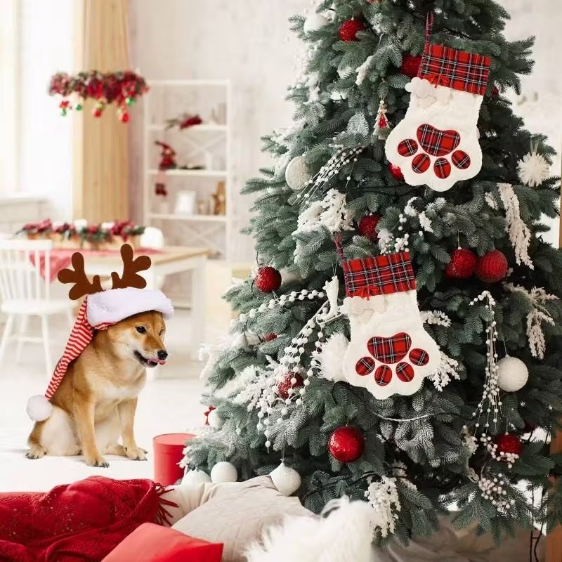 Large Dog Christmas Stocking — Red Plaid, 18 × 11 in - Image 4