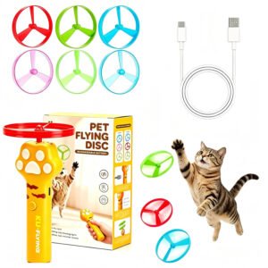 Rechargeable Flying Disc Launcher Cat Toy with 10 Discs