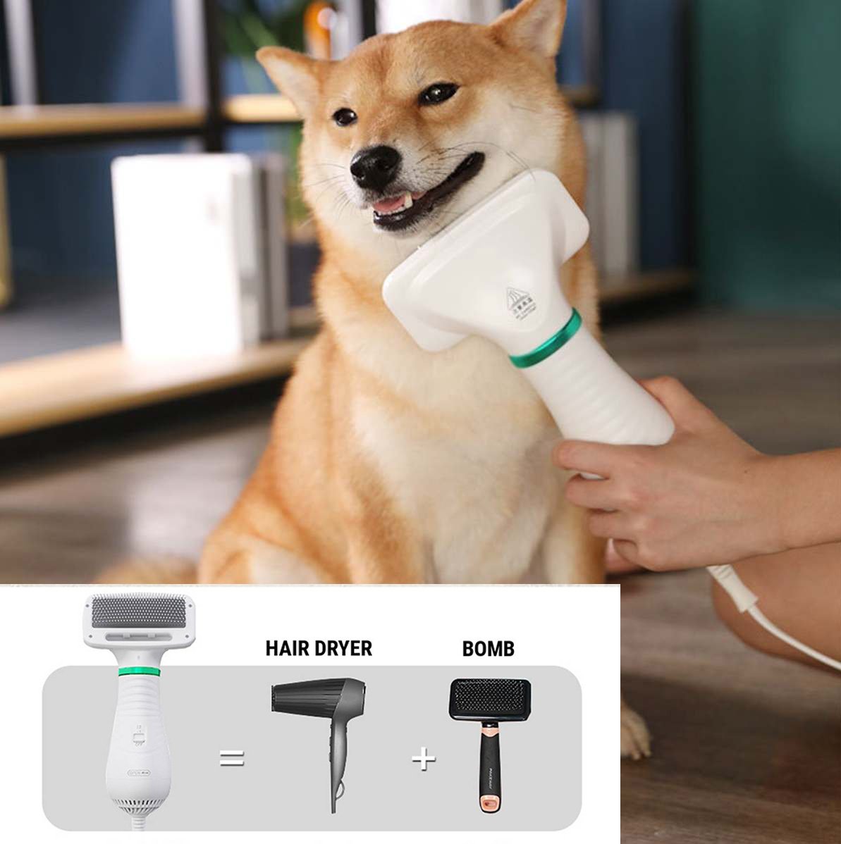 2-in-1 Pet Drying Brush — UK Plug
