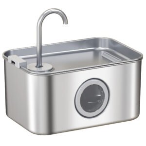 PawHut 3.2L Stainless Steel Cat Water Fountain