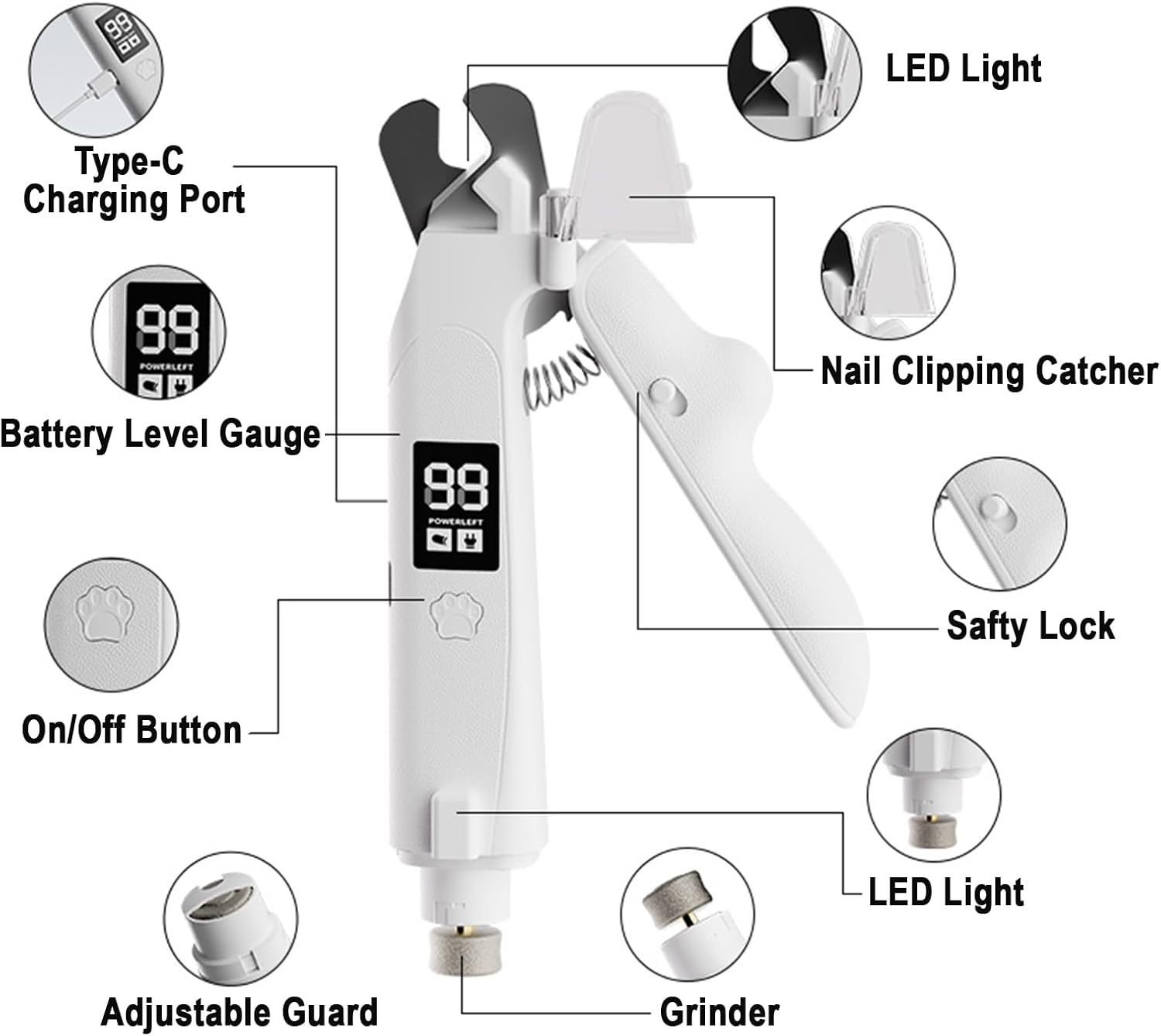 2-in-1 LED Pet Nail Grinder and Clipper — USB-C Rechargeable - Image 6