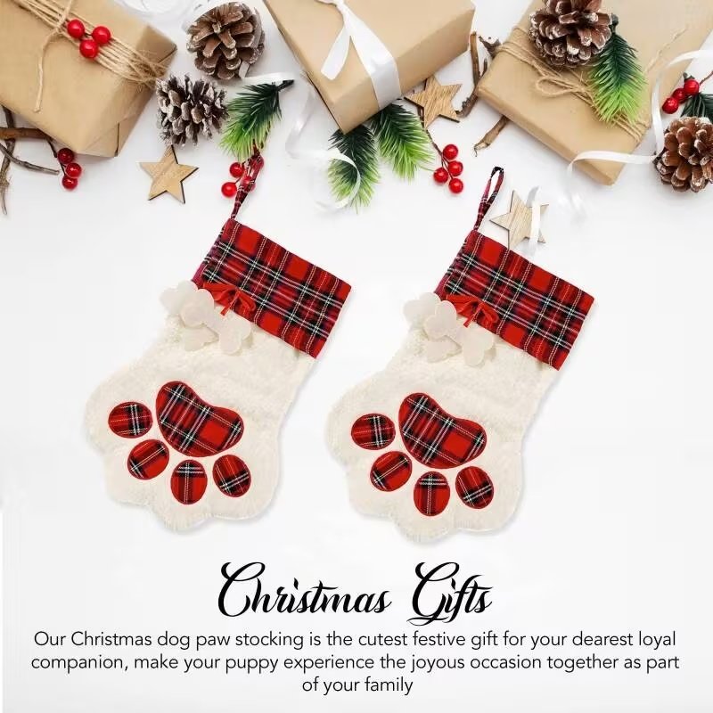 Large Dog Christmas Stocking — Red Plaid, 18 × 11 in - Image 3
