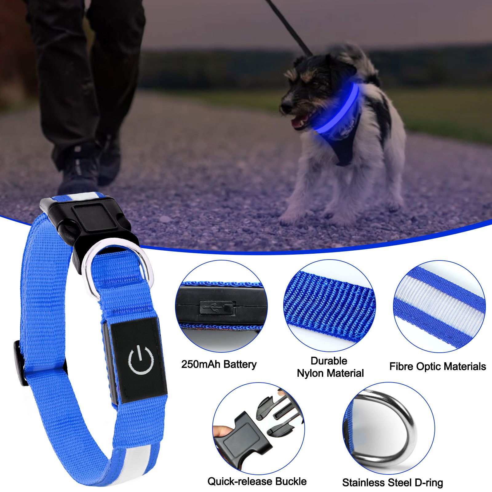 Rechargeable Light-Up Dog Collar — 3 Flash Modes - Image 8