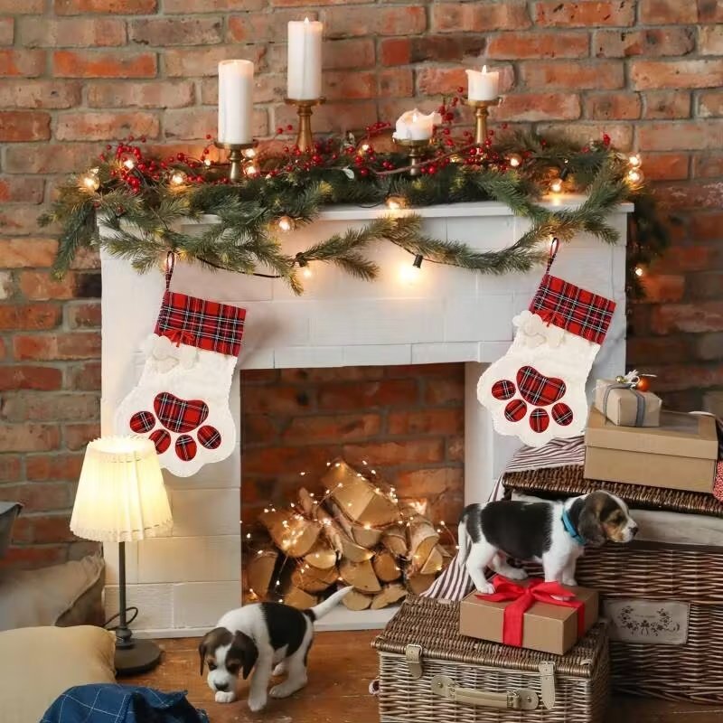 Large Dog Christmas Stocking — Red Plaid, 18 × 11 in - Image 2