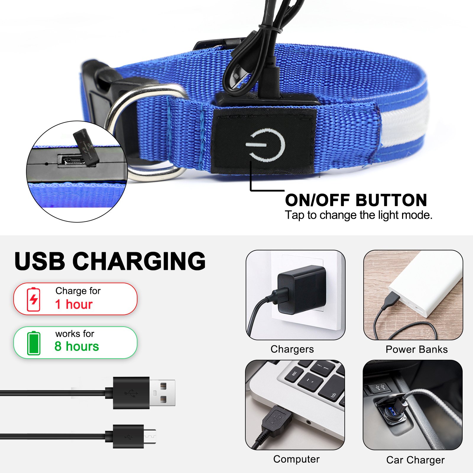 Rechargeable Light-Up Dog Collar — 3 Flash Modes - Image 9