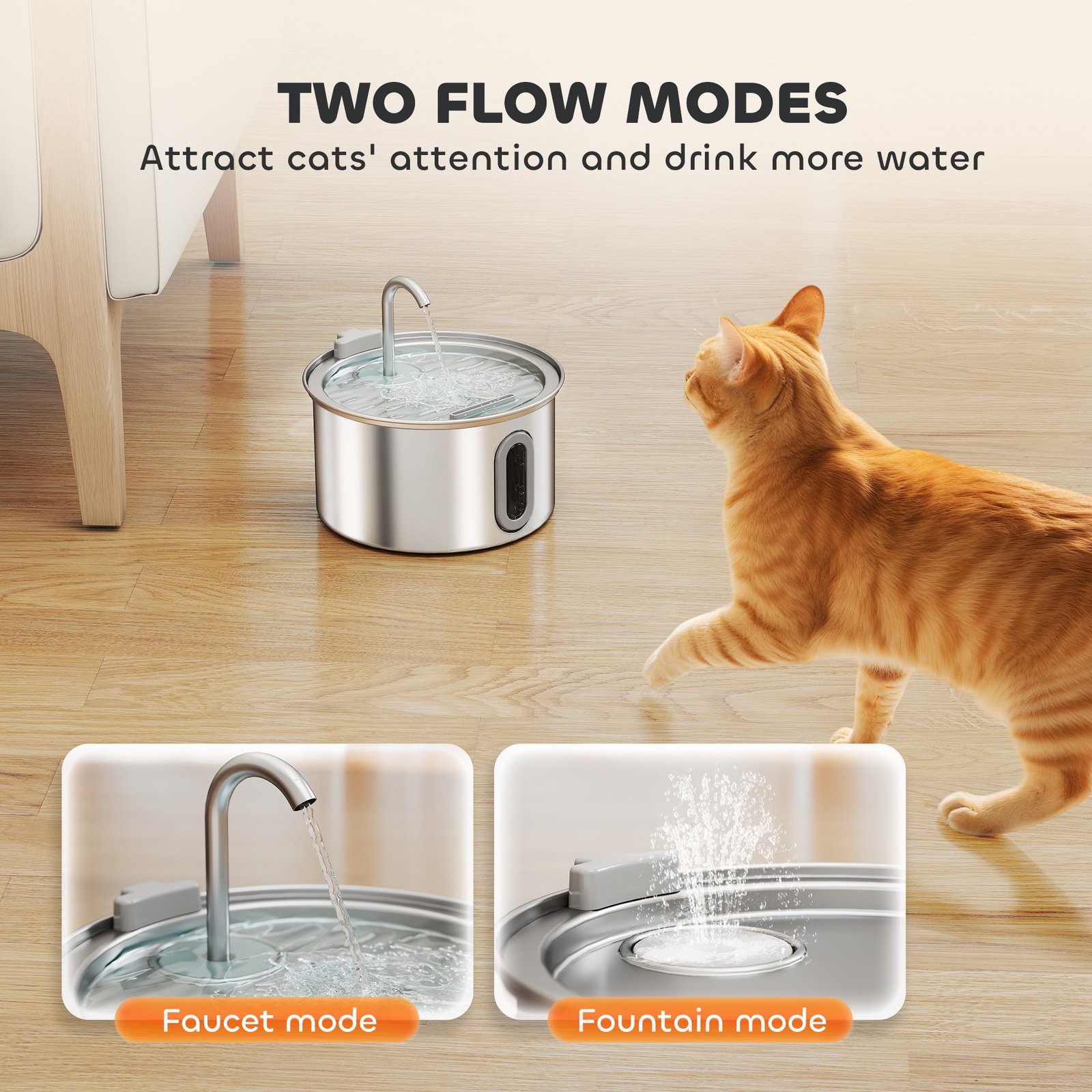 PawHut 2.5L Stainless Steel Cat Water Fountain — Ultra-Quiet - Image 5